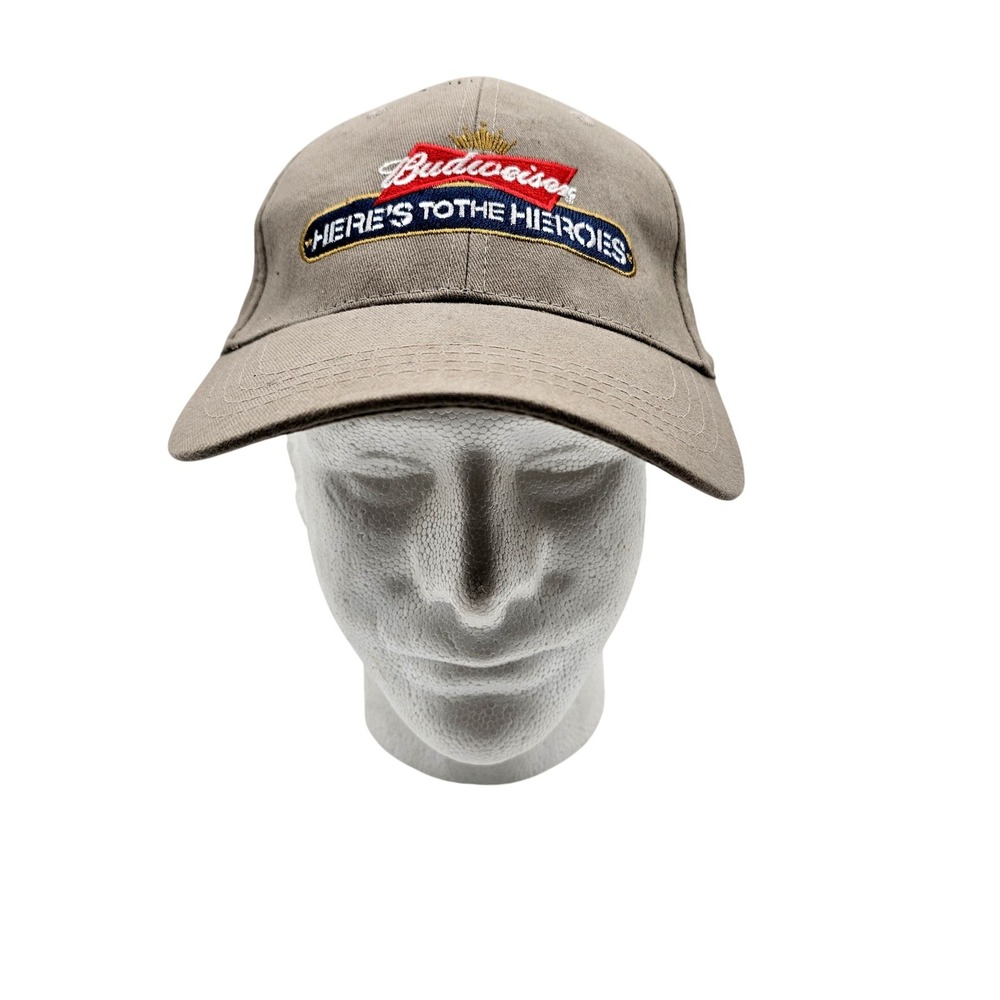 Budweiser Hat Cap Strap Back Beige Here's To The Heroes Folds Of Honor One Size‎